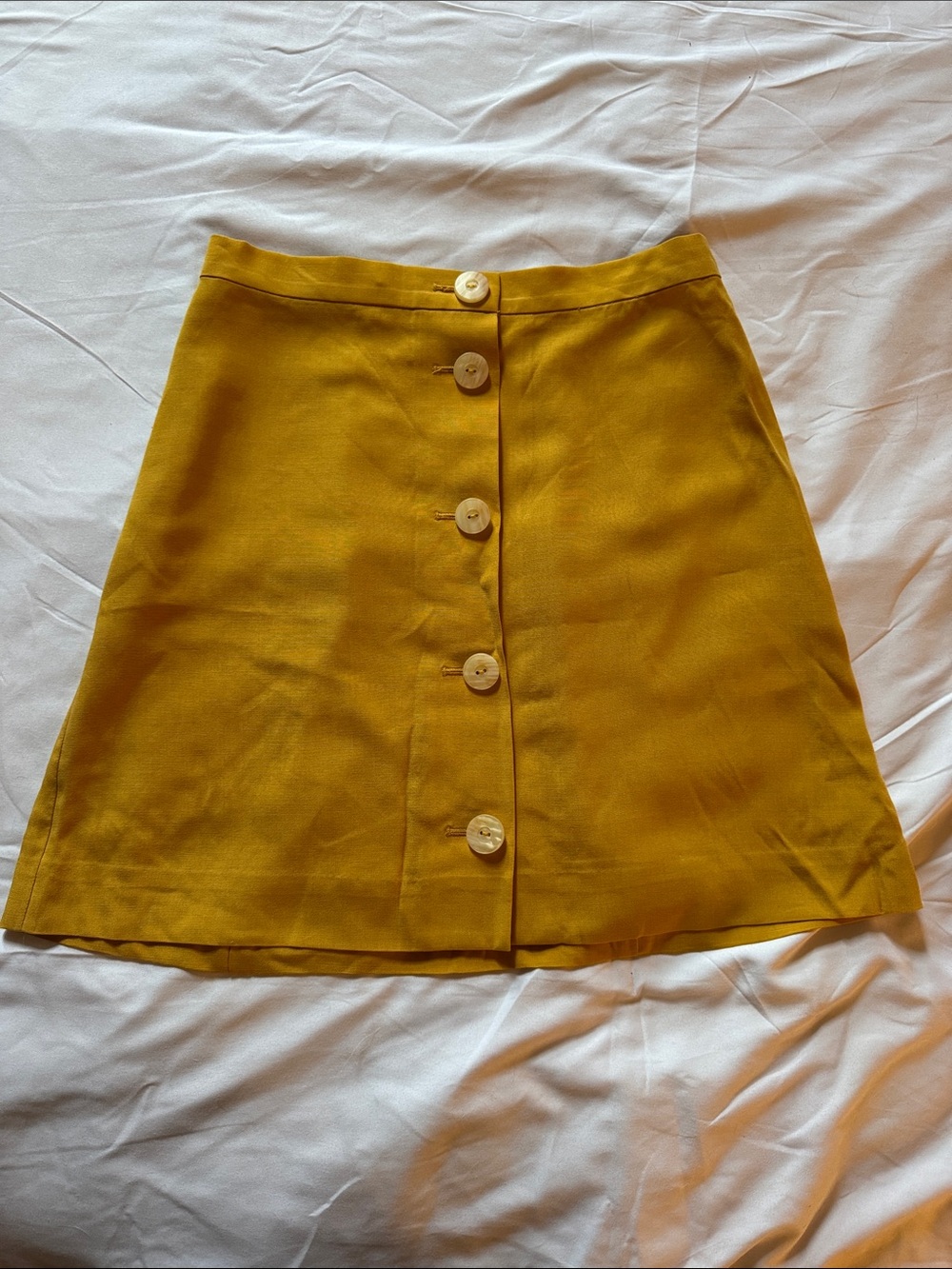 & Other Stories Yellow Button-Front Mini Skirt | Size 4